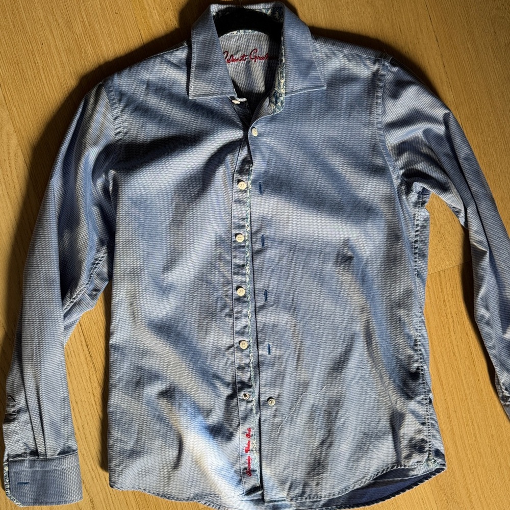 Robert Graham Boys Blue Button-Up Dress Shirt